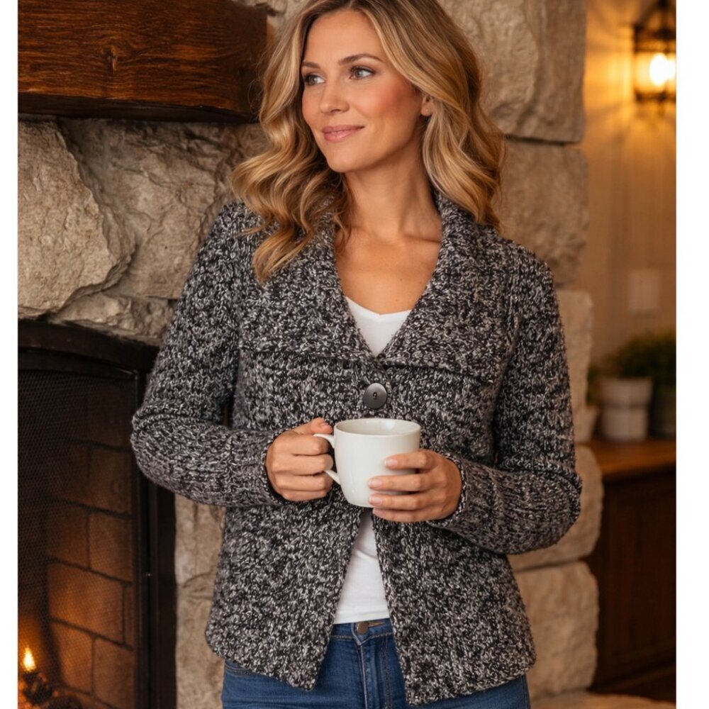 Peruvian Connection Alpaca Silk Cardigan Sweater Sz L Chunky Quiet Luxury Warm